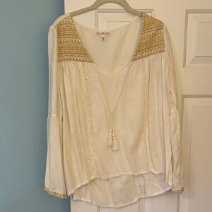 Billabong Women's Blouse in Cream with Gold Details